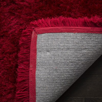 Luxurious Red 8' x 10' Hand-Tufted Shag Area Rug