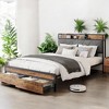 Metal Platform Bed Frame with Velvet Headboard, 2 Storage Drawers, LED Lights, USB Outlet & Charging Port - No Box Spring Needed - 2 of 4