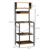 PDTEND Rustic Brown Kitchen Baker’s Rack with Power Outlet, Adjustable Shelves, Microwave Stand, Coffee Bar & 5 Hooks - 3 of 4