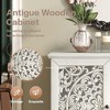 Okak Vintage Hollow-Carved Wood Sideboard Storage Cabinet with Floral Design,Accent Display Pantry Cabinets for Dining Room,Living Room - 3 of 4