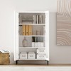 ORRD Modern Bookcase Cabinet with 2 Glass Doors, 4 Adjustable Shelves, Maple & Off White Storage for Living Room, Home Office, Dining Room - 2 of 4