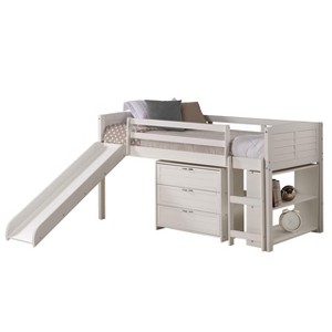Donco Kids Louver Twin White Modular Low Loft Bed With Slide - Group C - 1 of 4