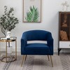 SEYNAR Modern Tufted Velvet Accent Chair with Wingback, Arms, and Metal Gold Legs for Living Room or Bedroom,Blue, 27.6"D x 28.3"W x28.3"H - 2 of 4