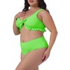Agnes Orinda Women's Plus Size Ruffle Tie High Waisted Tummy Tummy Control Two Piece Swimwear - 2 of 4