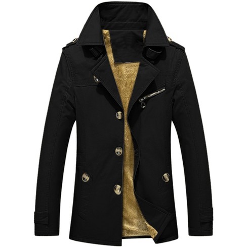 Men's Casual Trench Coat Slim Fit Notched Collar Long Jacket Overcoat Pea  Coat