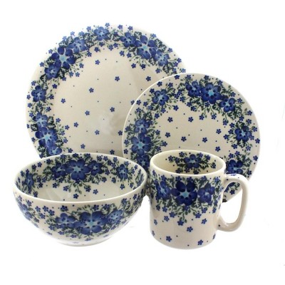 Blue Rose Polish Pottery Melanie 4 Piece Place Setting - Service for 1