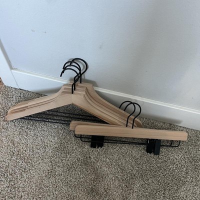 Wooden Pants Hangers 25pcs 14inch Wood Skirt Hangers Trousers Bottom Hangers  with Adjustable Clips, 360 Swivel Hook, Premium Solid Wood, White Color  Hangers Elegant for Closet Organization 