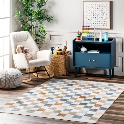Nuloom Naya Checkered Pet Friendly Machine Washable Area Rug