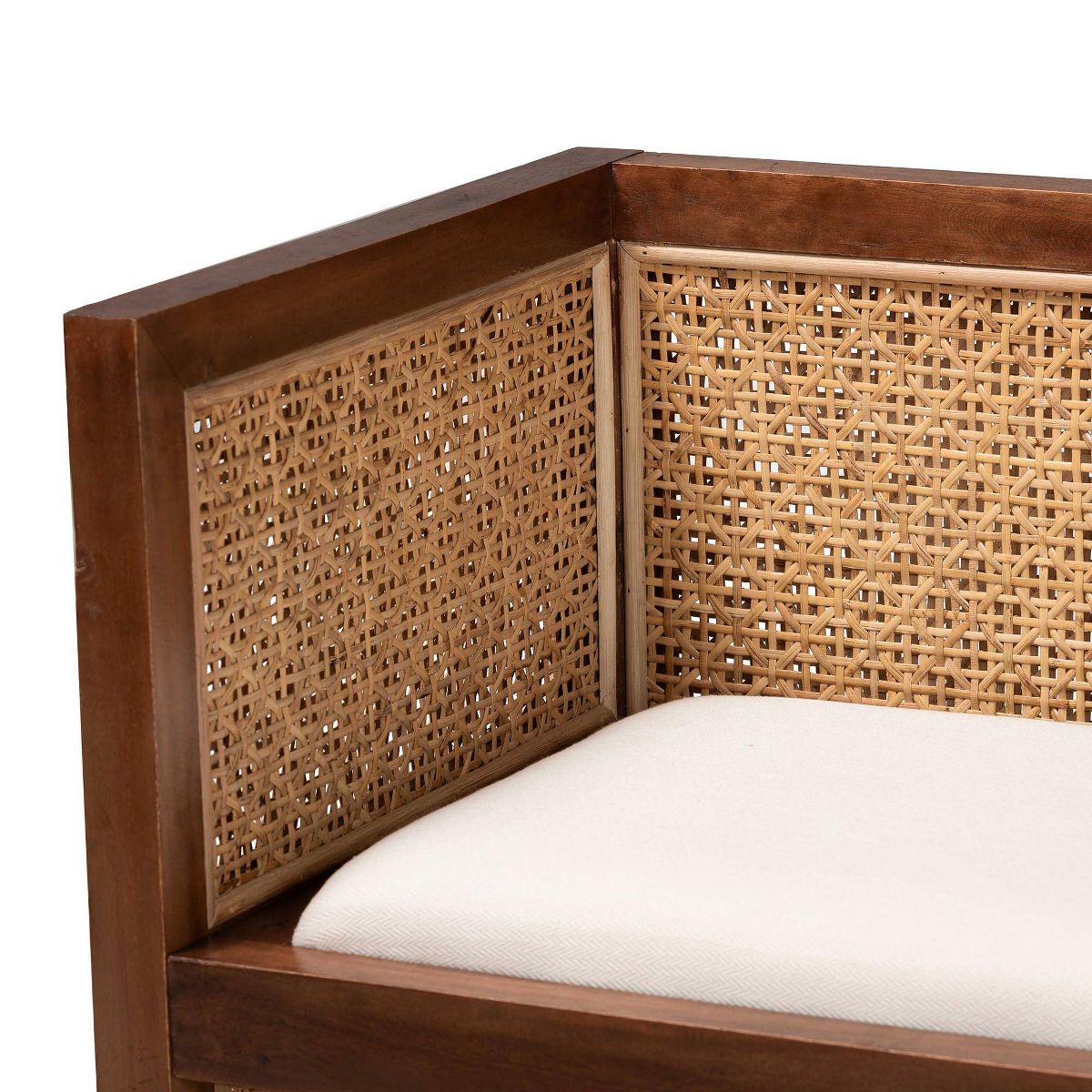 bali & pari Lovina Rattan and Acacia Wood Accent Bench Light Honey/Light Brown - thumbnail 6