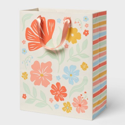 12.67x9.96x0.49 Floral on Cream Large Gift Bag - Spritz™