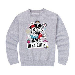 Boys' - Disney - Mickey Minnie Hi Ya Cutie Graphic Long Sleeve Fleece Sweatshirt - 1 of 4