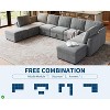 9 Seater U-Shaped Modular Sectional Sofa with Storage Chaise - Soft Chenille Fabric, Removable Covers & Convertible Design (Gray) - 3 of 4