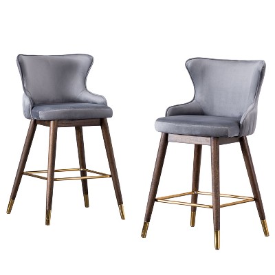 NicBex Dining Chairs Set of 2 Upholstered Chair Counter Height Wingback Stool with Solid Wood Frame for Kitchen, Beige