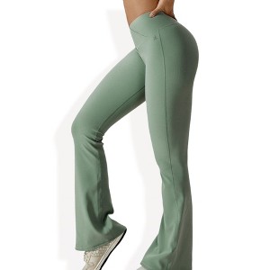 Anna-Kaci Active Women's High-Rise Flared Yoga Pants with Crossover Waist Detail - 1 of 4