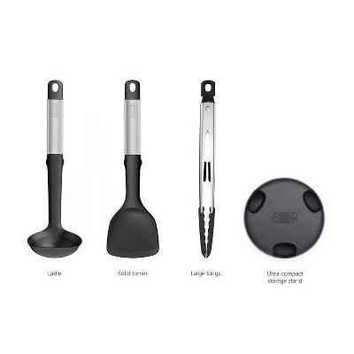 Stainless Steel and Silicone 3-Piece Utensil Set with Stand