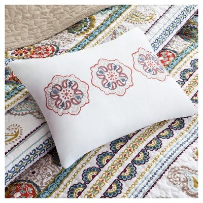 Blue Twin Reversible Microfiber Quilt Set with Decorative Pillows