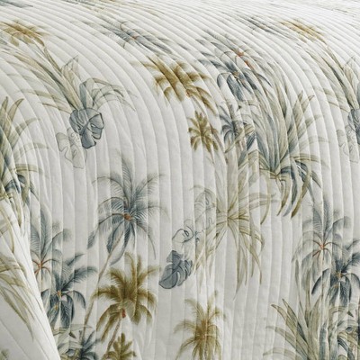 Serenity Palms Reversible Cotton Quilt Set, Full/Queen, Blue