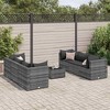vidaXL Patio Lounge Set with Cushions Sectional Sofa Garden Backyard Poly Rattan - Gray - 2 of 4