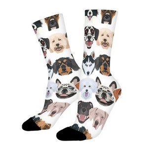 Dog Faces Women Printed Crew Socks Funny Funky Socks Soft Polyester Novelty Gifts for Artists Men - 1 of 1