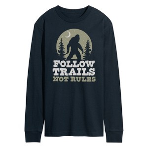 Men's - Instant Message - Follow Trails Not Rules Sasquatch Long Sleeve Graphic T-Shirt - 1 of 4