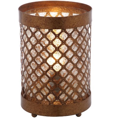 Elegant Borden Gold Mesh Hurricane Lamp Set, 11.5"
