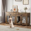 71 Inch Dog Crate Furniture for 2 Rooms, Wooden Double Crate Large Breed with Door, Dog Kennel Indoor - 2 of 4