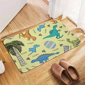 Jurassic Dinosaurs Bathroom Rugs Winter Bath Mat Absorbent Non Slip Bathroom Mat Christmas Soft Floor Carpet 16x20 Inches - 1 of 1