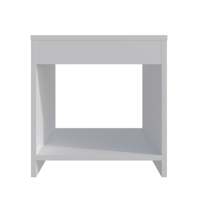 GlasFlength Nightstands Modern Nightstand Bedroom Nightstand Bedside Table with Drawer Open Shelf for Living Room, White, 13.9"*15.7"*16.5"