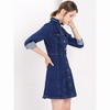 Allegra K Women's Button Down Collar V Neck Long Sleeve A-line Denim Dress - 4 of 4