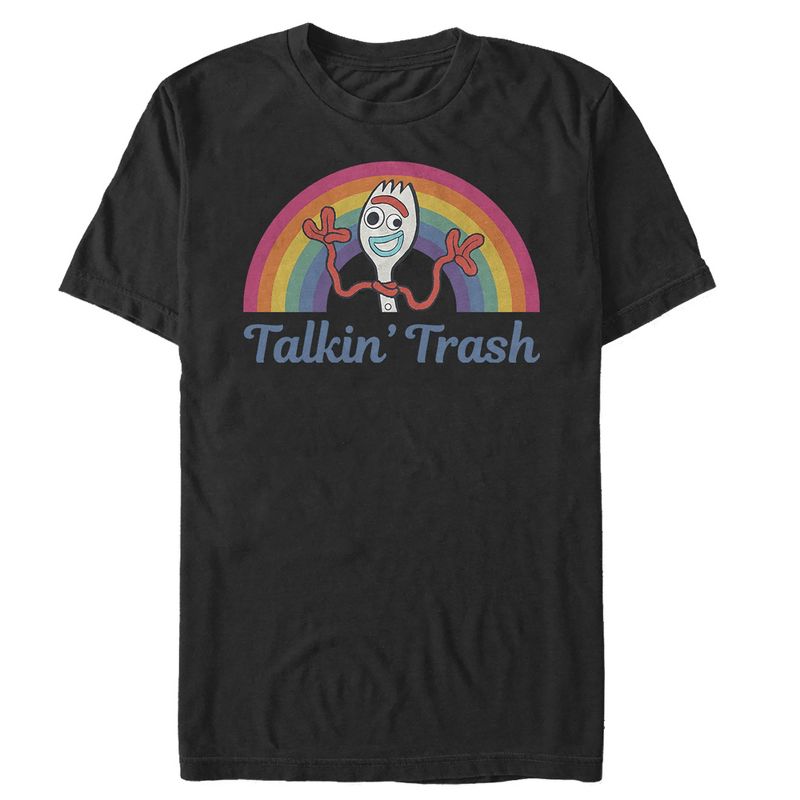 Men's Toy Story Forky Talkin' Trash Rainbow T-Shirt, 1 of 5