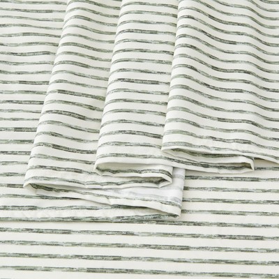 Seafoam Striped King Size Microfiber Sheet Set