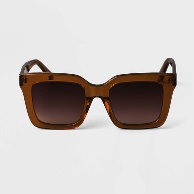 Women's Acetate Oversized Square Sunglasses - A New Day™ Brown