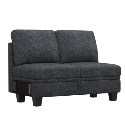 Belffin 45.6 Chenille Loveseat Module - 2-Seater Modular with Hidden Storage & Tool-Free Connectivity