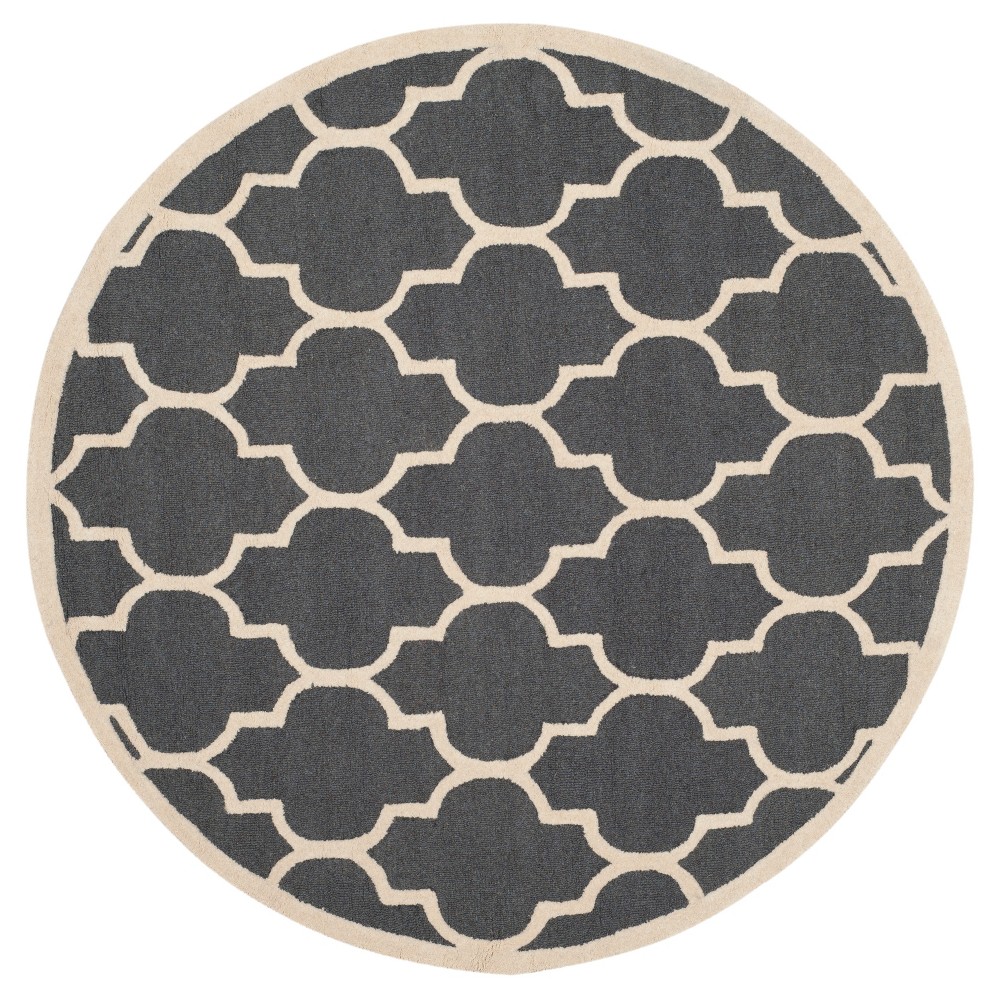 6' Geometric Area Rug Dark Gray/Ivory - Safavieh