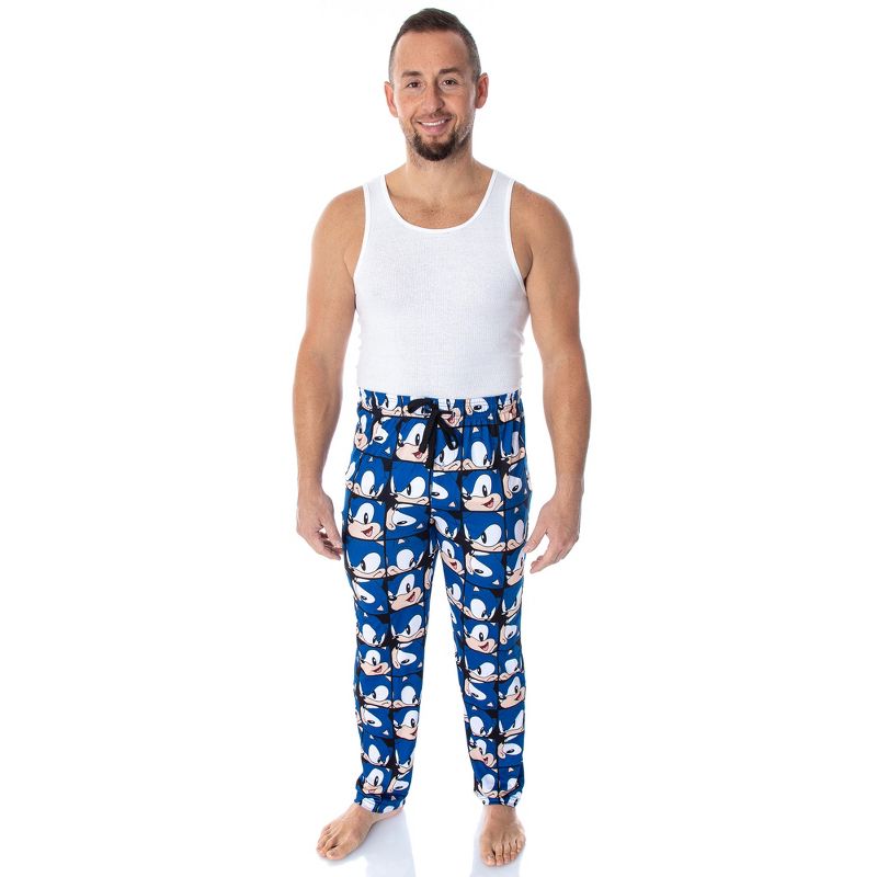 Sonic The Hedgehog Men's Allover Face Pattern Sleep Lounge Pajama Pants, 4 of 6