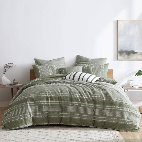 Riverbrook Home 5pc Queen Harley Comforter Bedding Set Green: Heavyweight Jacquard, Reversible, Embroidered Details