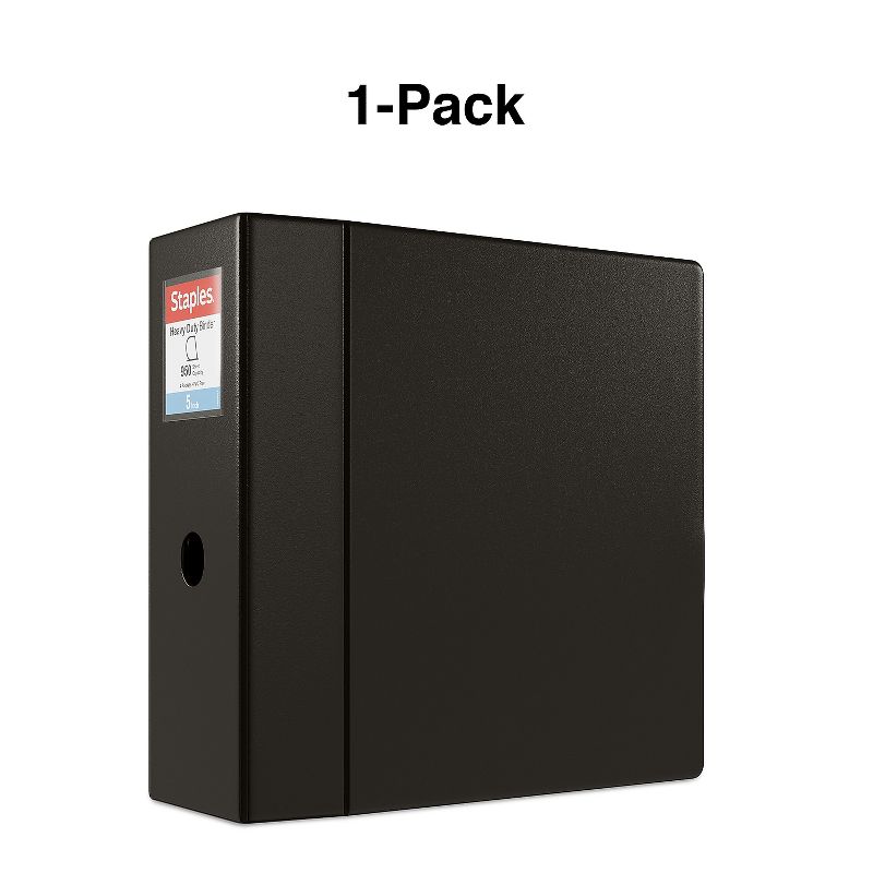 Staples Heavy Duty 5" 3-Ring Non-View Binder Black (24663) 82674, 5 of 7