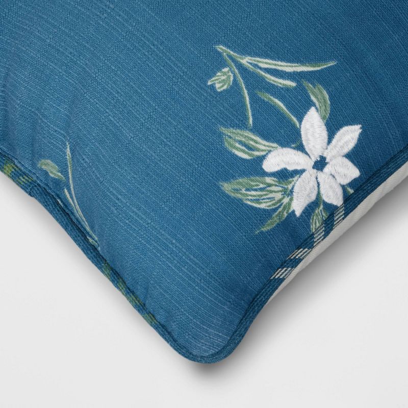 24&#34;x12&#34; Embroidered Floral Rectangular Indoor Outdoor Lumbar Pillow Blue - Threshold&#8482; designed with Studio McGee, 5 of 6