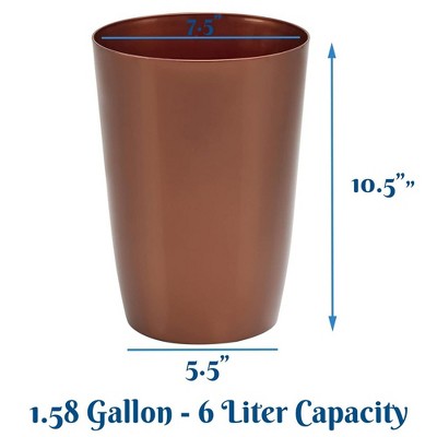 Compact Copper Plastic Bathroom Trash Can with Open Top