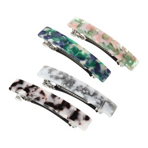 Unique Bargains Women's Tortoise Shell French Hair Barrettes 4 Pcs - 1 of 4