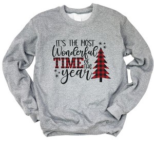 Simply Sage Market Women's Graphic Sweatshirt It's The Most Wonderful Time of The Year Plaid - 1 of 4