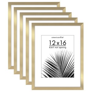 Americanflat 5 Pack of Picture Frames with Mat - Plexiglass Cover - 1 of 4