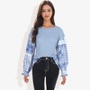 Anna-Kaci Women's Handkerchief Hem Paisley Contrast Waffle Knit Pullover - 3 of 4