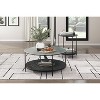 Vynxaria Series 20 in. Black Round Glass End Table with Fluted Glass Top and Metal Frame - 2 of 4