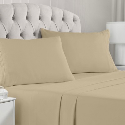Queen Size New Beige Microfiber Deep Pocket Sheet Set