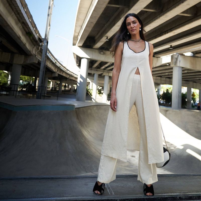 Women's Linen Front Slit Maxi Tank - Future Collective™ with Jenny K. Lopez Cream, 4 of 5