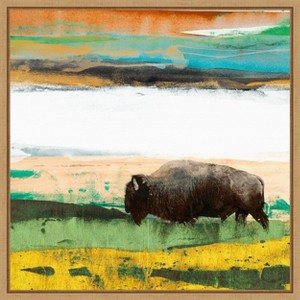 Amanti Art Bison Primary Decision by Sisa Jasper Framed Canvas Wall Art - 1 of 4