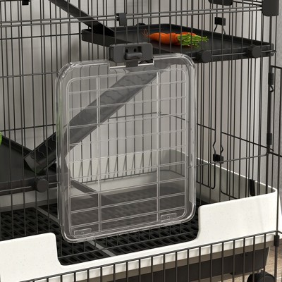 Black 4-Level Small Animal Cage with Wheels and Ramps