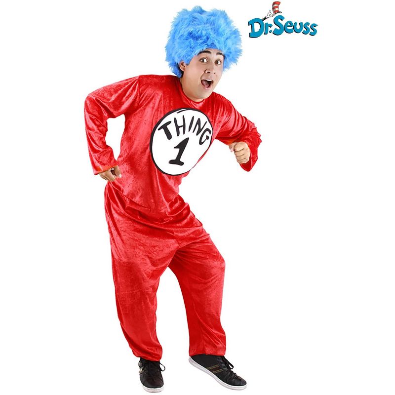 HalloweenCostumes.com 2X   Dr. Seuss Thing 1 and Thing 2 Costume for Adult ., Red/White/Blue, 2 of 6
