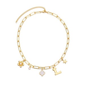 Adornia 14k Yellow Gold Plated Initial Chunky Charm Necklace - 1 of 1
